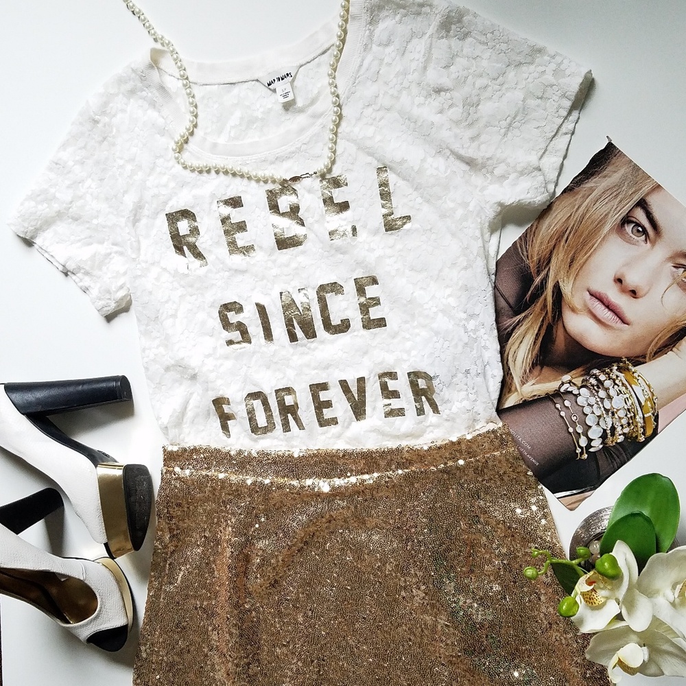 Lace Statement Crop Top Ivory Cream SP